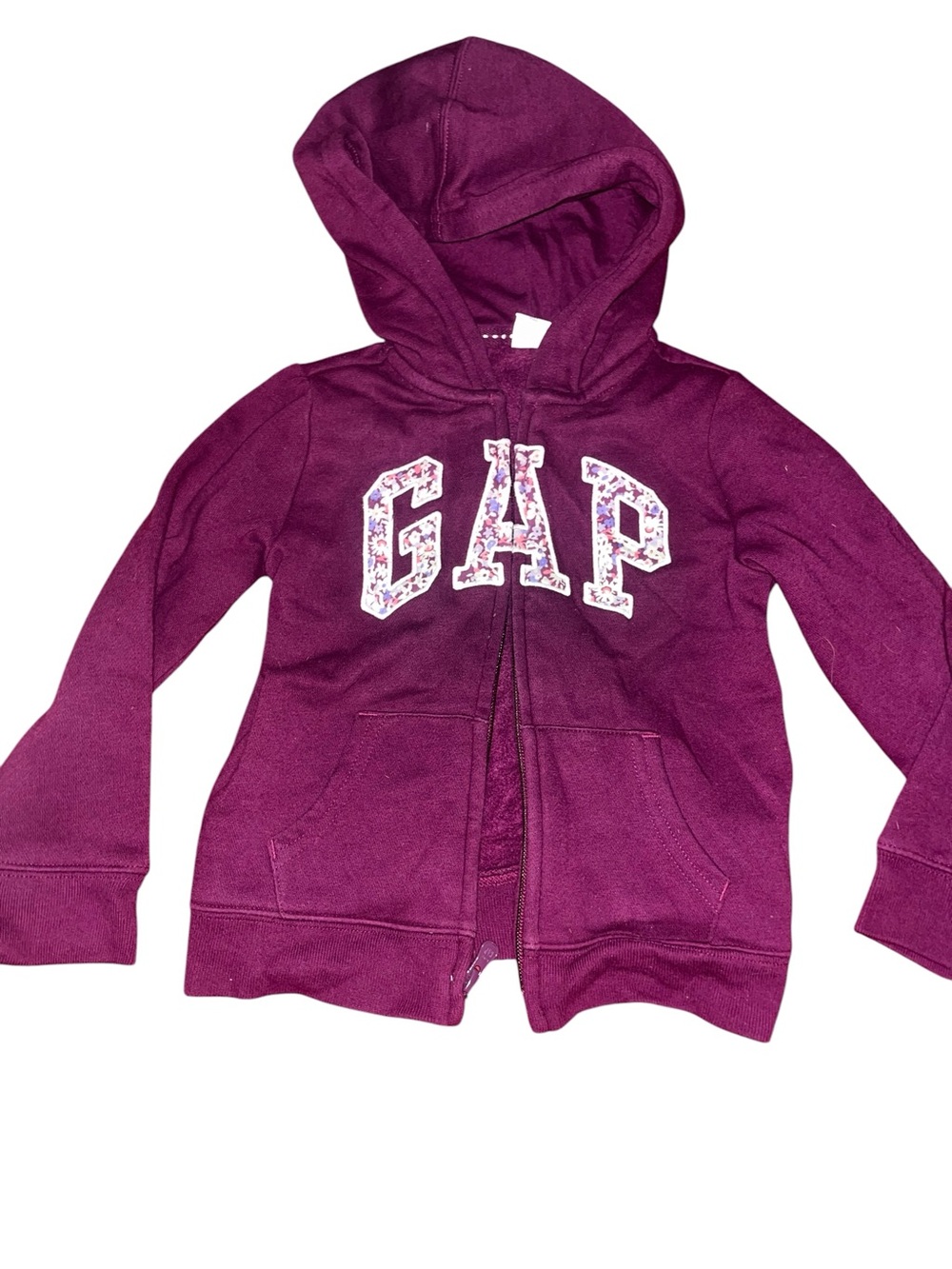 GAP Kids Maroon Floral Logo Zip Hoodie Size 6 years.
